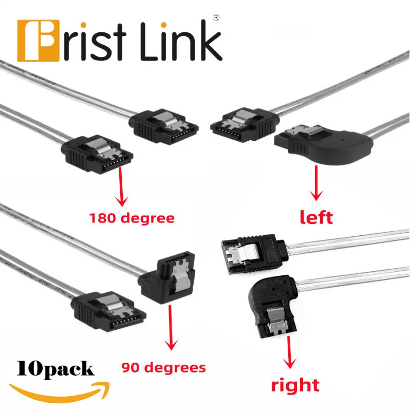 10PCS SATA cable 7-pin right-angle female data cable, 180 to 90 degrees, straight to left, straight to right with lock
10PCS SATA cable 7-pin right-angle female data cable, 180 to 90 degrees, straight to left, straight to right with lock