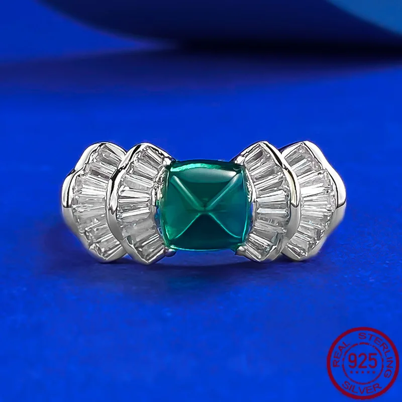 New S925 Pure Silver Ring, European and American Luxury Ins Square Sugar Grandmother Emerald Ring, Wedding Jewelry
New S925 Pure Silver Ring, European and American Luxury Ins Square Sugar Grandmother Emerald Ring, Wedding Jewelry