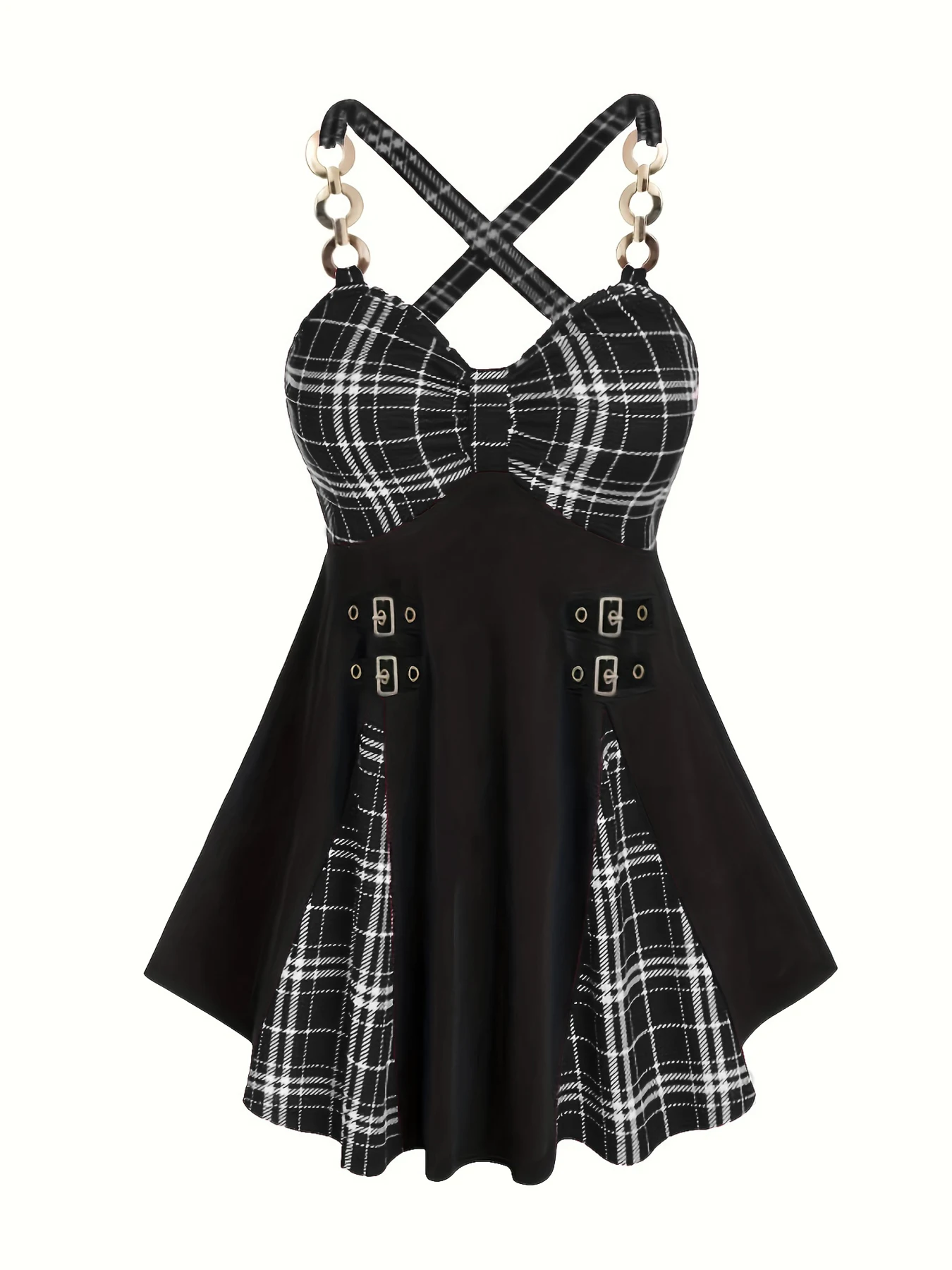 Women Plus Size Vintage Checkered Plaid Dress Casual Dress
Women Plus Size Vintage Checkered Plaid Dress Casual Dress