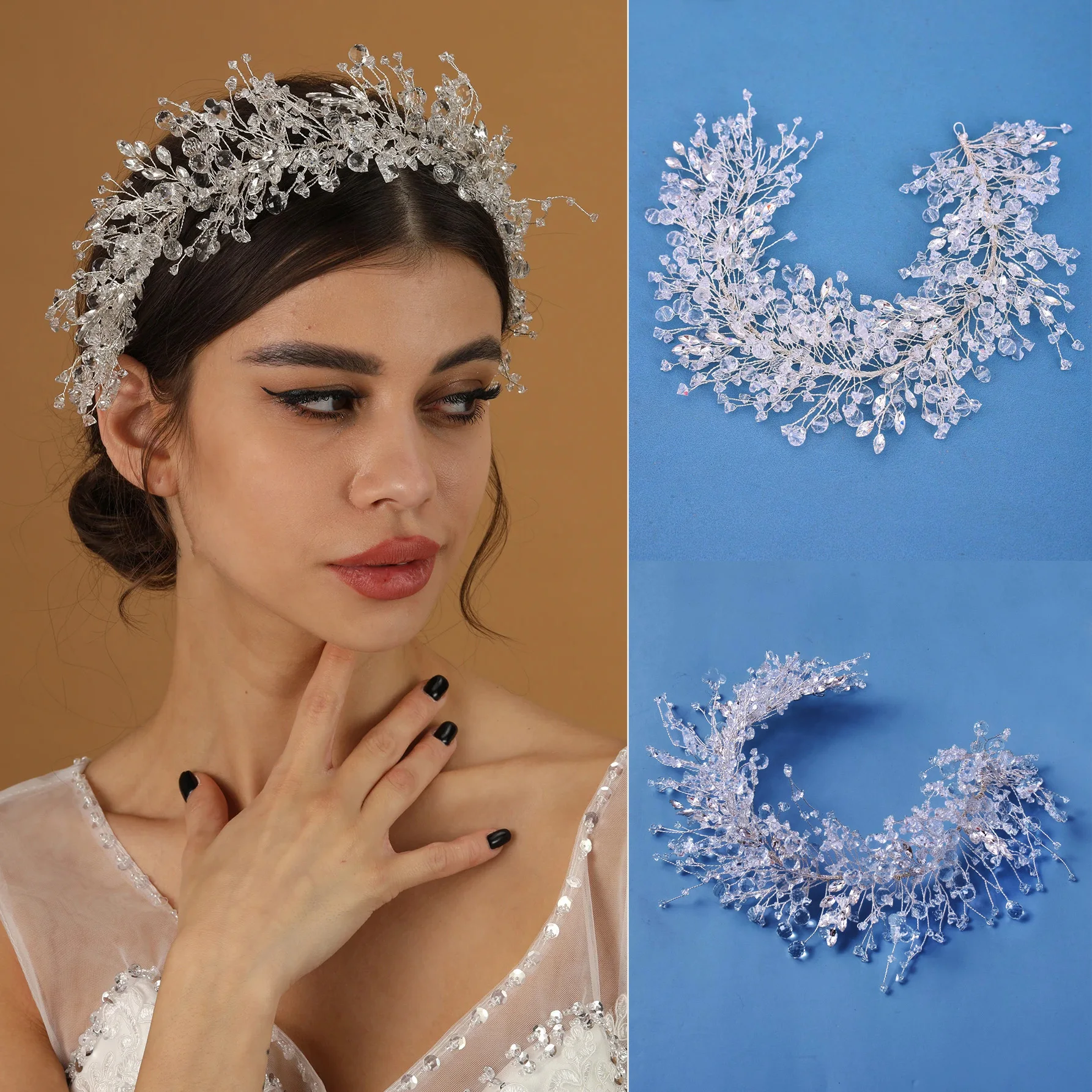 Handmade Rhinestone Crystal Tocados Bridal Hair Accessories Wedding Headpiece Tiaras Headbands
Handmade Rhinestone Crystal Tocados Bridal Hair Accessories Wedding Headpiece Tiaras Headbands