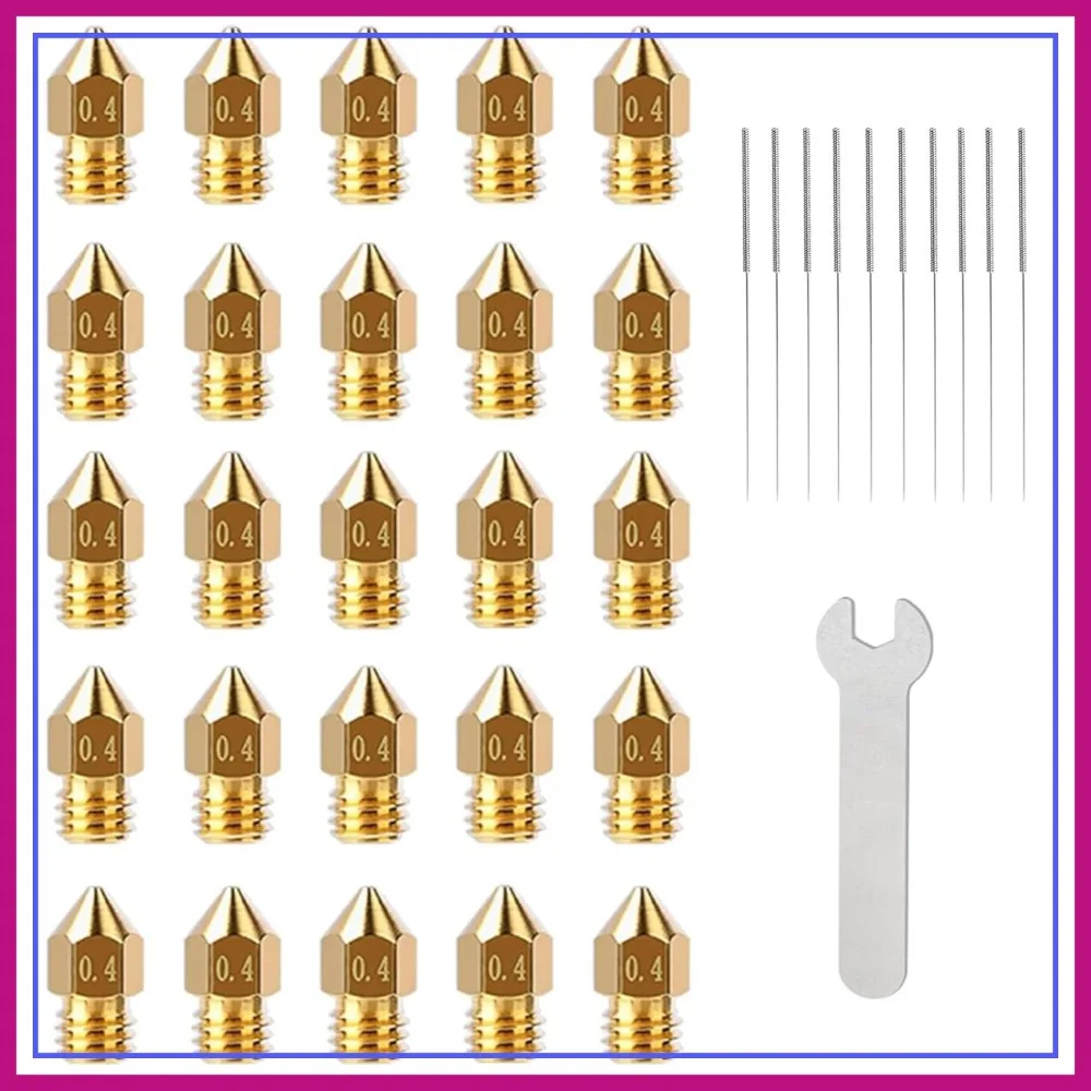 25PCS MK8 0.4mm Brass 3D Printer Nozzles Kit, Cleaning Needles, Wrench & Storage Box, for Ender3 & CR-10 Series FDM Printers
25PCS MK8 0.4mm Brass 3D Printer Nozzles Kit, Cleaning Needles, Wrench & Storage Box, for Ender3 & CR-10 Series FDM Printers
