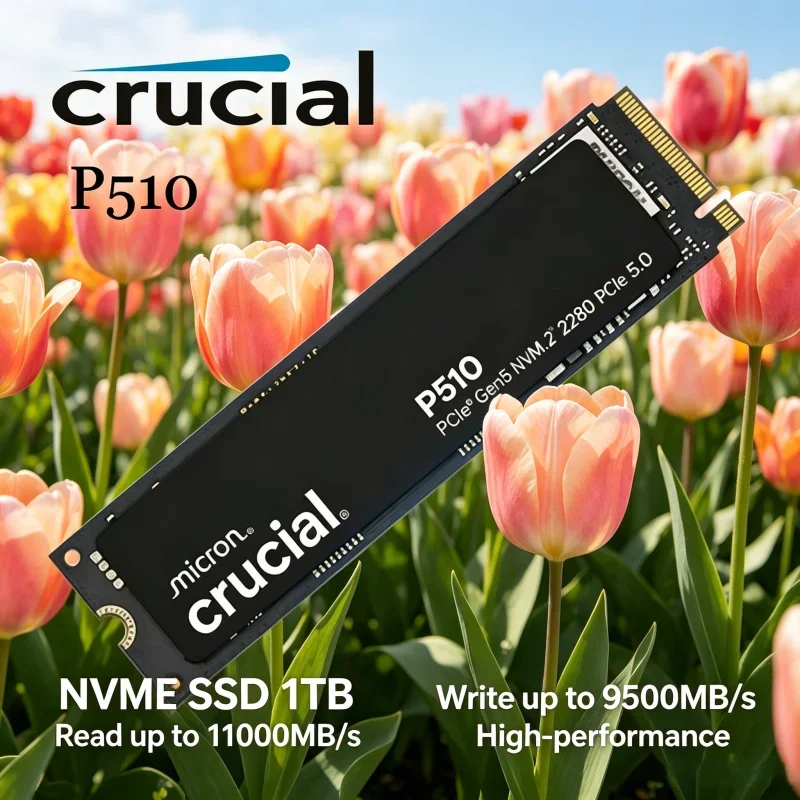 High-Performance M.2 2280 PCIe 5.0 NVMe SSD, Crucial P510 1TB, 11000MB/s Read & 9500MB/s Write, Upgraded Version of P3 Plus
High-Performance M.2 2280 PCIe 5.0 NVMe SSD, Crucial P510 1TB, 11000MB/s Read & 9500MB/s Write, Upgraded Version of P3 Plus