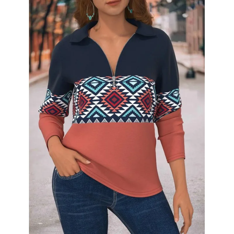 2023 New Autumn and Winter Fashion Zipper Lapel Western Pattern Long Sleeve Temperament Commuter Casual Women's Loose Sweater
2023 New Autumn and Winter Fashion Zipper Lapel Western Pattern Long Sleeve Temperament Commuter Casual Women's Loose Sweater
