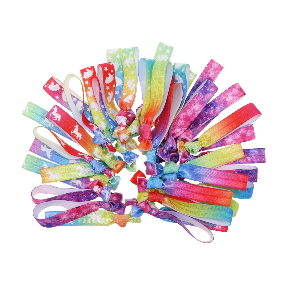 30Pcs Heat Transfer Rainbow Unicorn Print Fold Over Elastic Hair Ties Girl Hair Accessories Bracelet Wristbands
30Pcs Heat Transfer Rainbow Unicorn Print Fold Over Elastic Hair Ties Girl Hair Accessories Bracelet Wristbands