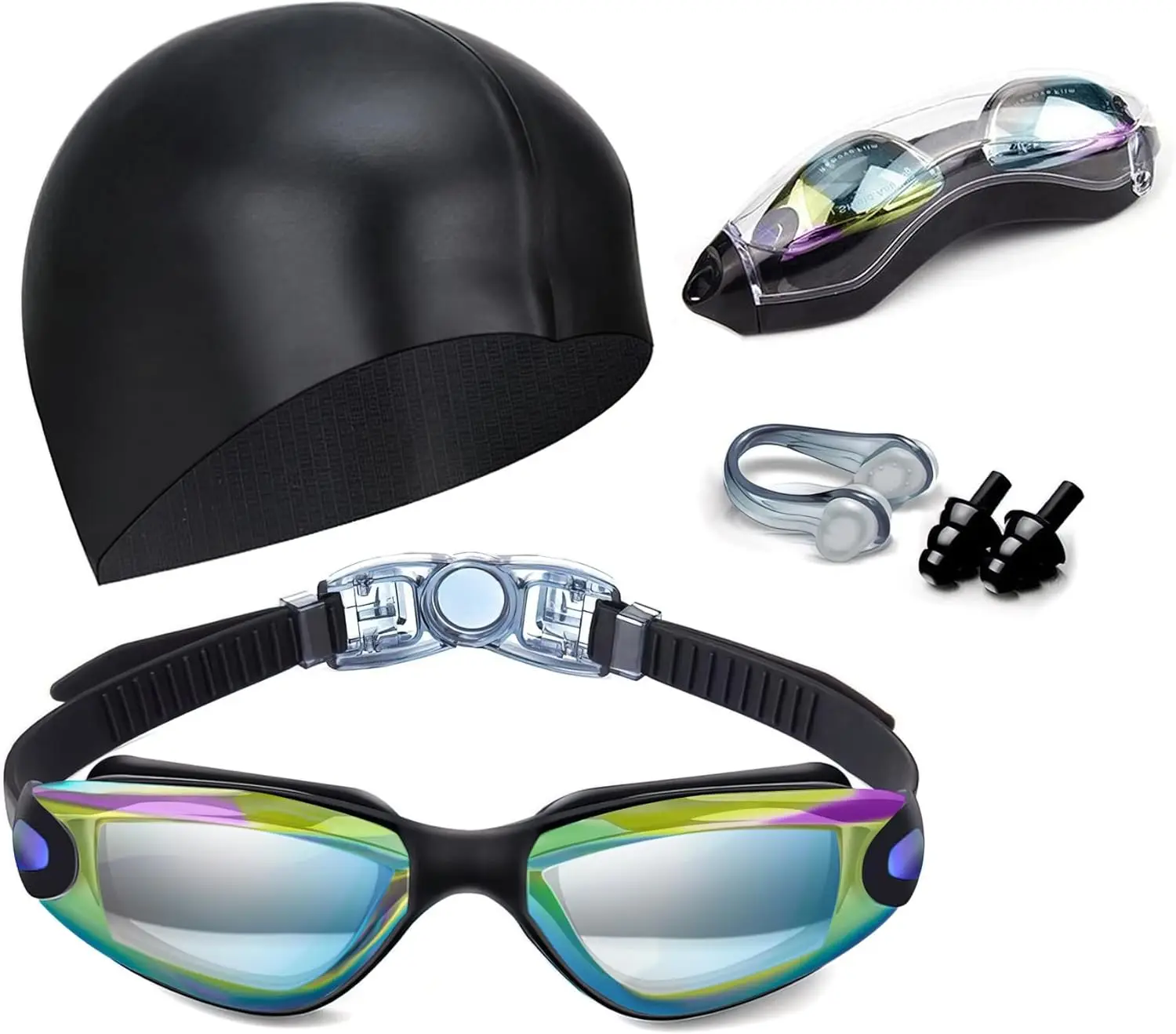 Swim Goggles No Leaking with Nose Clip, Earplugs, Swim Cap and Case for Men Women
Swim Goggles No Leaking with Nose Clip, Earplugs, Swim Cap and Case for Men Women