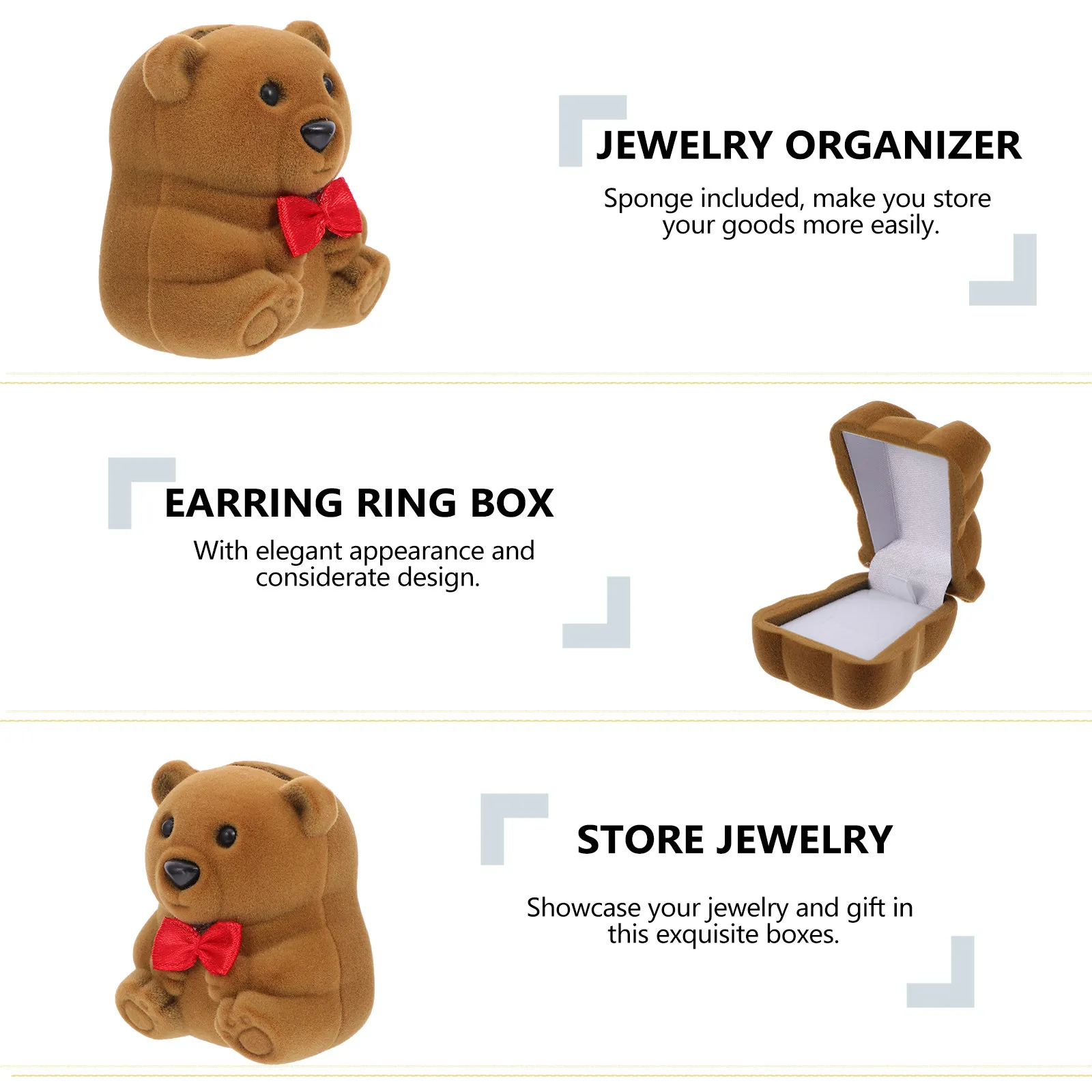 Контейнер для колец в форме медведя, 1 шт., уникальная креативная шкатулка для украшений, прочный дизайн, идеально подходит для свадьбы, помолвки, Дня святого Валентина
Контейнер для колец в форме медведя, 1 шт., уникальная креативная шкатулка для украшений, прочный дизайн, идеально подходит для свадьбы, помолвки, Дня святого Валентина