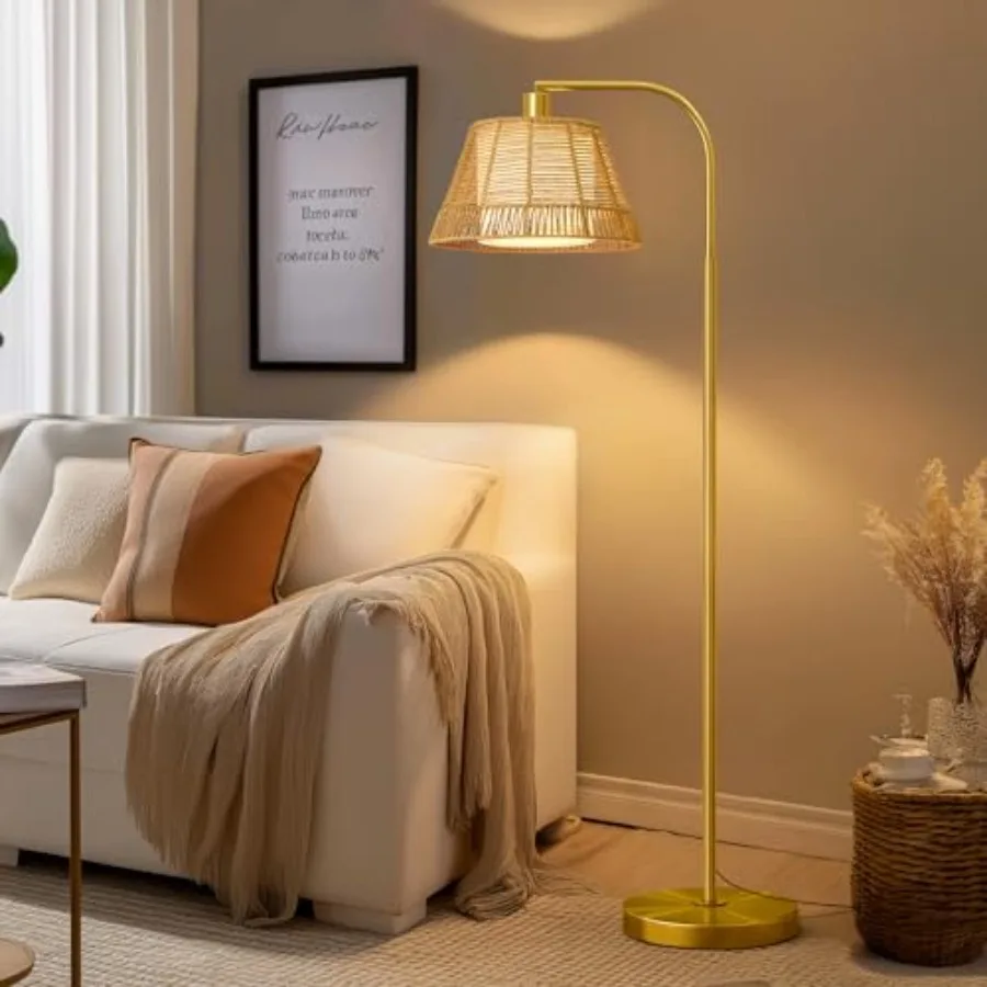 Arc Floor Lamp for Living RoomRattan Boho Floor Lamp with Hand-Woven Wicker and Fabric Shade Feet Switch Metal Base and Pole Fa
Arc Floor Lamp for Living RoomRattan Boho Floor Lamp with Hand-Woven Wicker and Fabric Shade Feet Switch Metal Base and Pole Fa