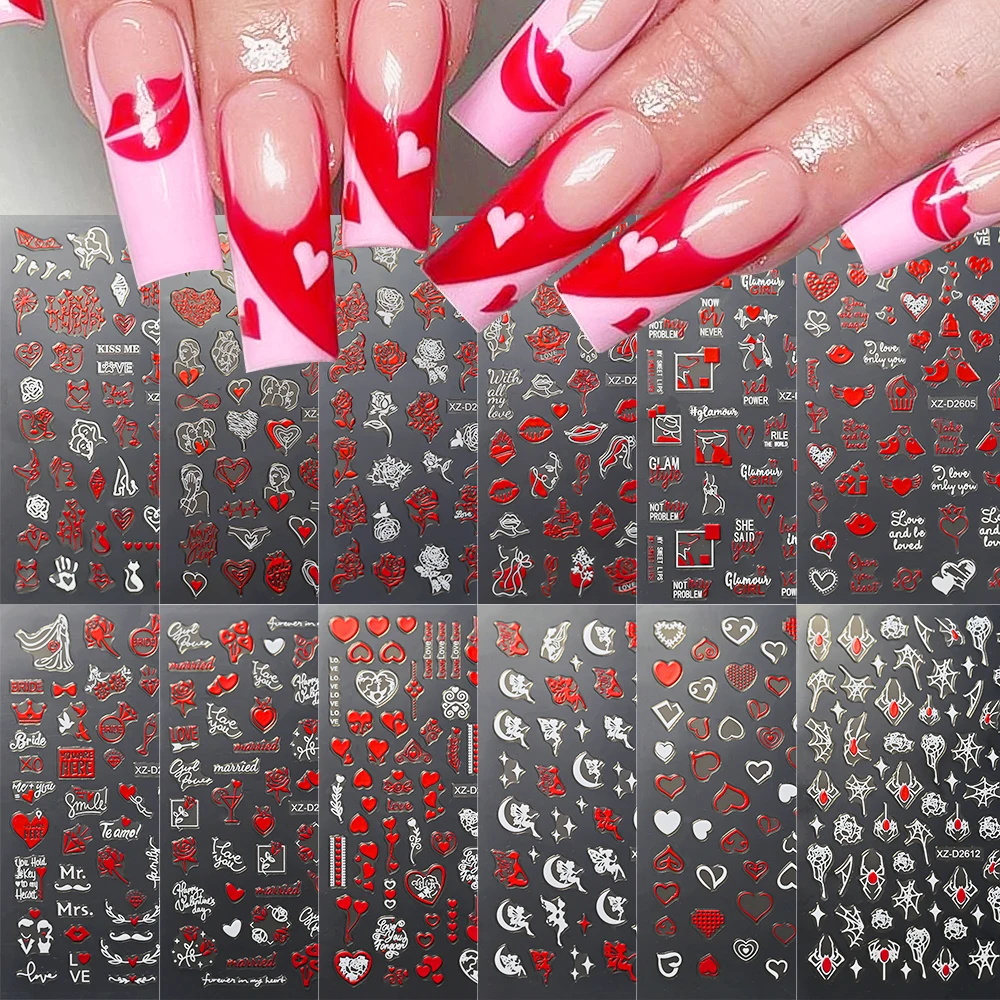 12pcs Valentine Nail Stickers Set Laser Red LOVE HEARTS LIPS ROSES Confession Self Adhesive Decorative Wedding Girlfriend Gifts
12pcs Valentine Nail Stickers Set Laser Red LOVE HEARTS LIPS ROSES Confession Self Adhesive Decorative Wedding Girlfriend Gifts