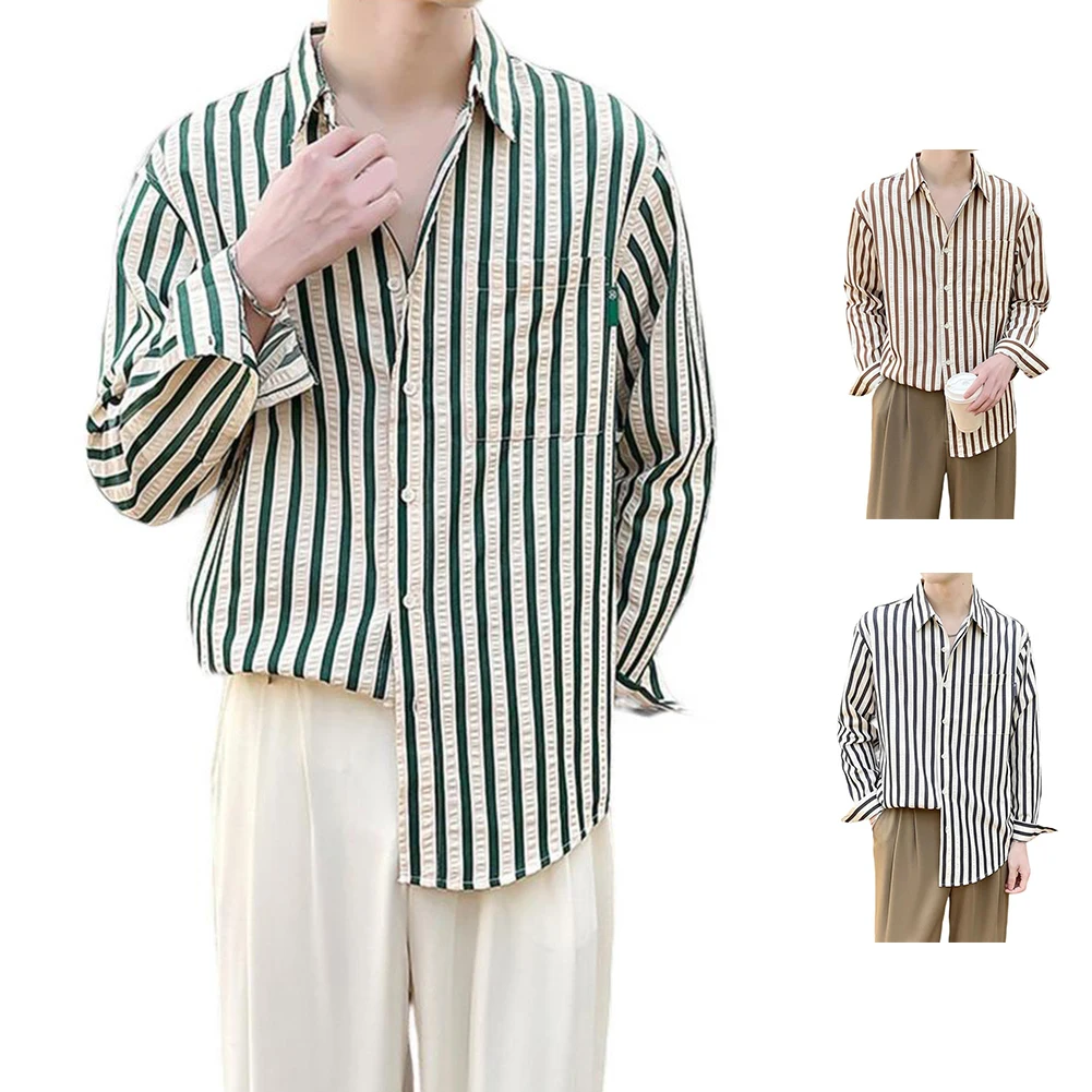 Mens Casual Long Sleeve Striped Buttoned Turn-down Collar Loose Vintage Shirts
Mens Casual Long Sleeve Striped Buttoned Turn-down Collar Loose Vintage Shirts