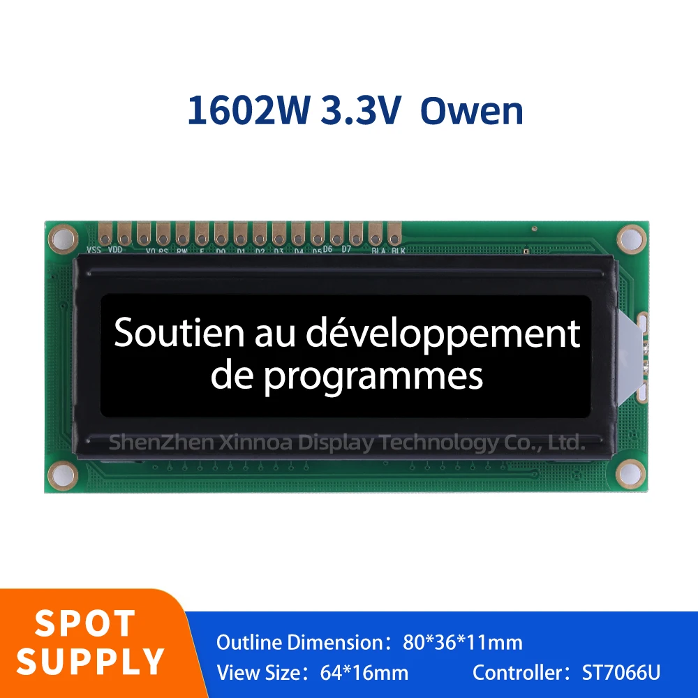 Full View Wide Temperature STN High Frame 12MM LCM16 * 2 Module 16PIN ST7066U BTN Black Film European 1602W 3.3V Display Module
Full View Wide Temperature STN High Frame 12MM LCM16 * 2 Module 16PIN ST7066U BTN Black Film European 1602W 3.3V Display Module