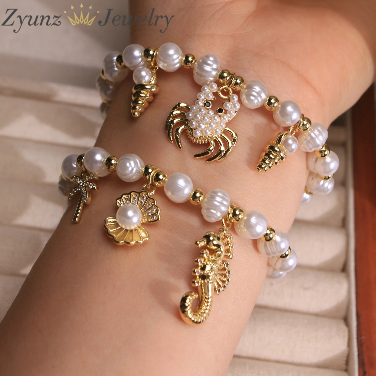 5PCS, Gold Plated Pearl Beaded Rope Bracelets with Sea Themed Charms for Beachy and Trendy Styles
5PCS, Gold Plated Pearl Beaded Rope Bracelets with Sea Themed Charms for Beachy and Trendy Styles