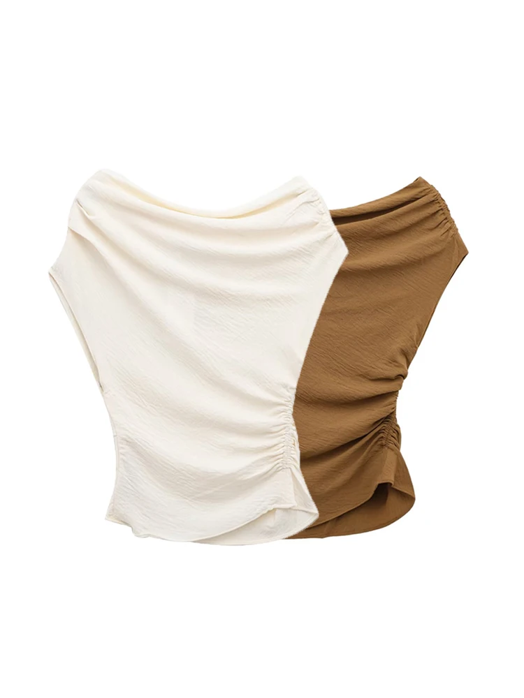 TRZA Women's Asymmetric Draped Blouse O-Neck Sleeveless Chic Fashion Top Female Shirt
TRZA Women's Asymmetric Draped Blouse O-Neck Sleeveless Chic Fashion Top Female Shirt