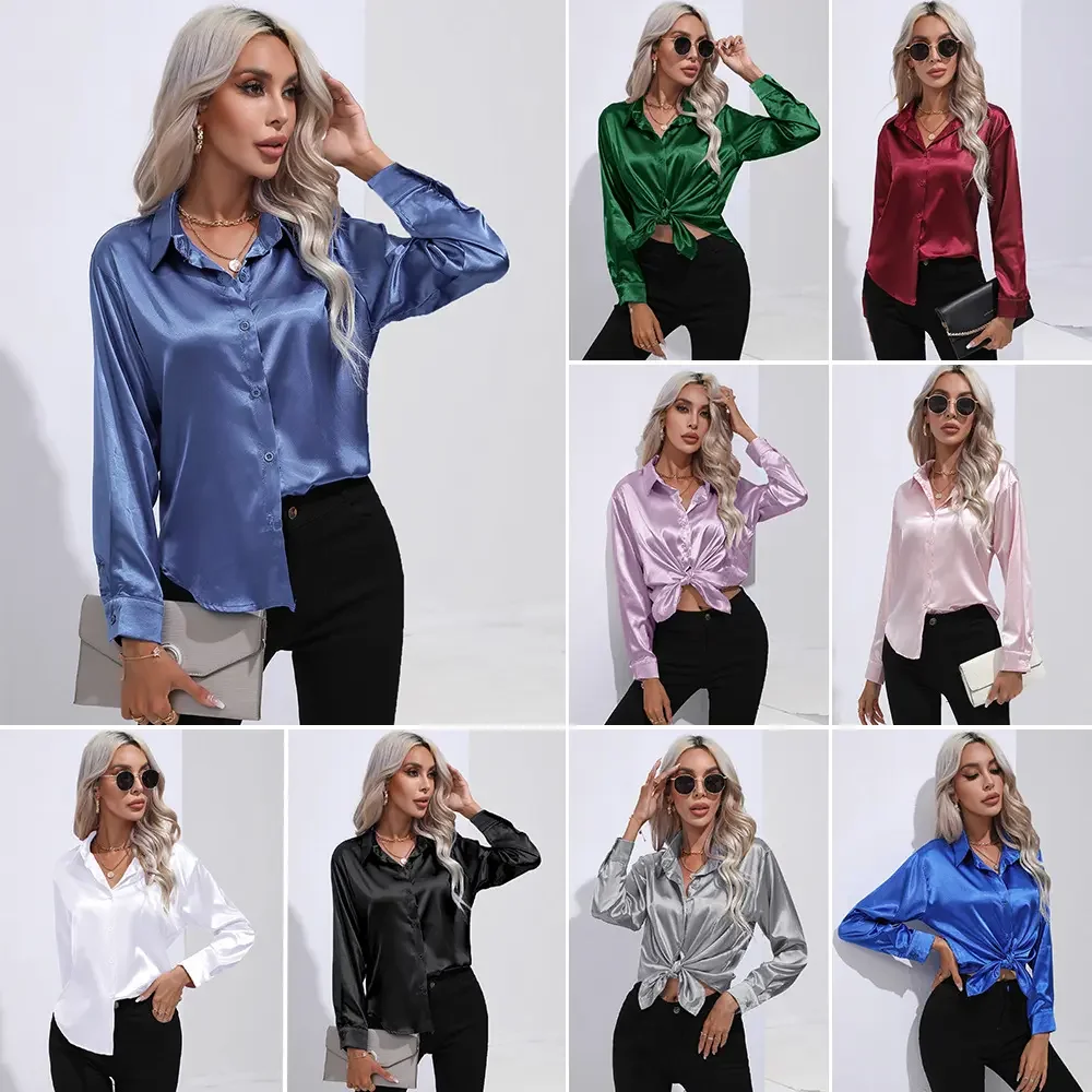 OEM/ODM Blusas Y Camisas Para Mujeres Многоцветная Высококачественная индивидуальная однотонная женская повседневная атласная рубашка с длинным рукавом
OEM/ODM Blusas Y Camisas Para Mujeres Многоцветная Высококачественная индивидуальная однотонная женская повседневная атласная рубашка с длинным рукавом