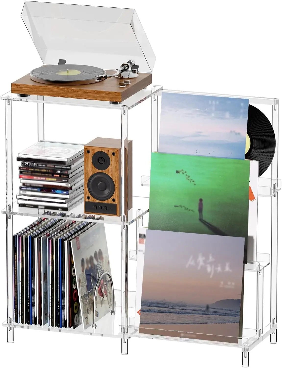 Acrylic Record Player Stand with Vinyl Storage, 3-Tier Table with Record Holder, Holds Up to 200 Albums, with Dividers
Acrylic Record Player Stand with Vinyl Storage, 3-Tier Table with Record Holder, Holds Up to 200 Albums, with Dividers