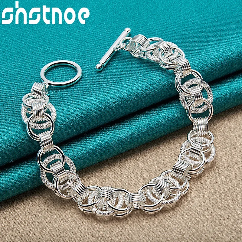 SHSTONE 925 Sterling Silver Frosted/Smooth Circle Link Chain Bracelets For Women Men Fashion Charm Jewelry Party Birthday Gifts
SHSTONE 925 Sterling Silver Frosted/Smooth Circle Link Chain Bracelets For Women Men Fashion Charm Jewelry Party Birthday Gifts
