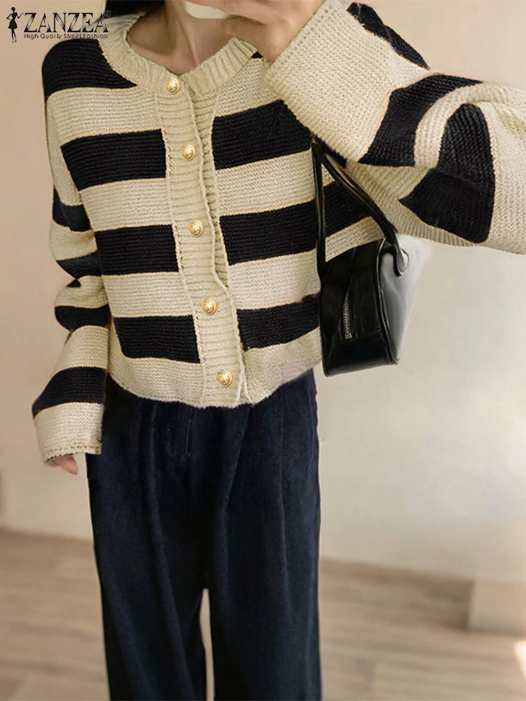 ZANZEA Fashion Women Sweaters Cardigans Long Sleeve Striped Jumpers Autumn Knitted 2025 Winter Casual Loose Knitwear Buttons Top
ZANZEA Fashion Women Sweaters Cardigans Long Sleeve Striped Jumpers Autumn Knitted 2025 Winter Casual Loose Knitwear Buttons Top