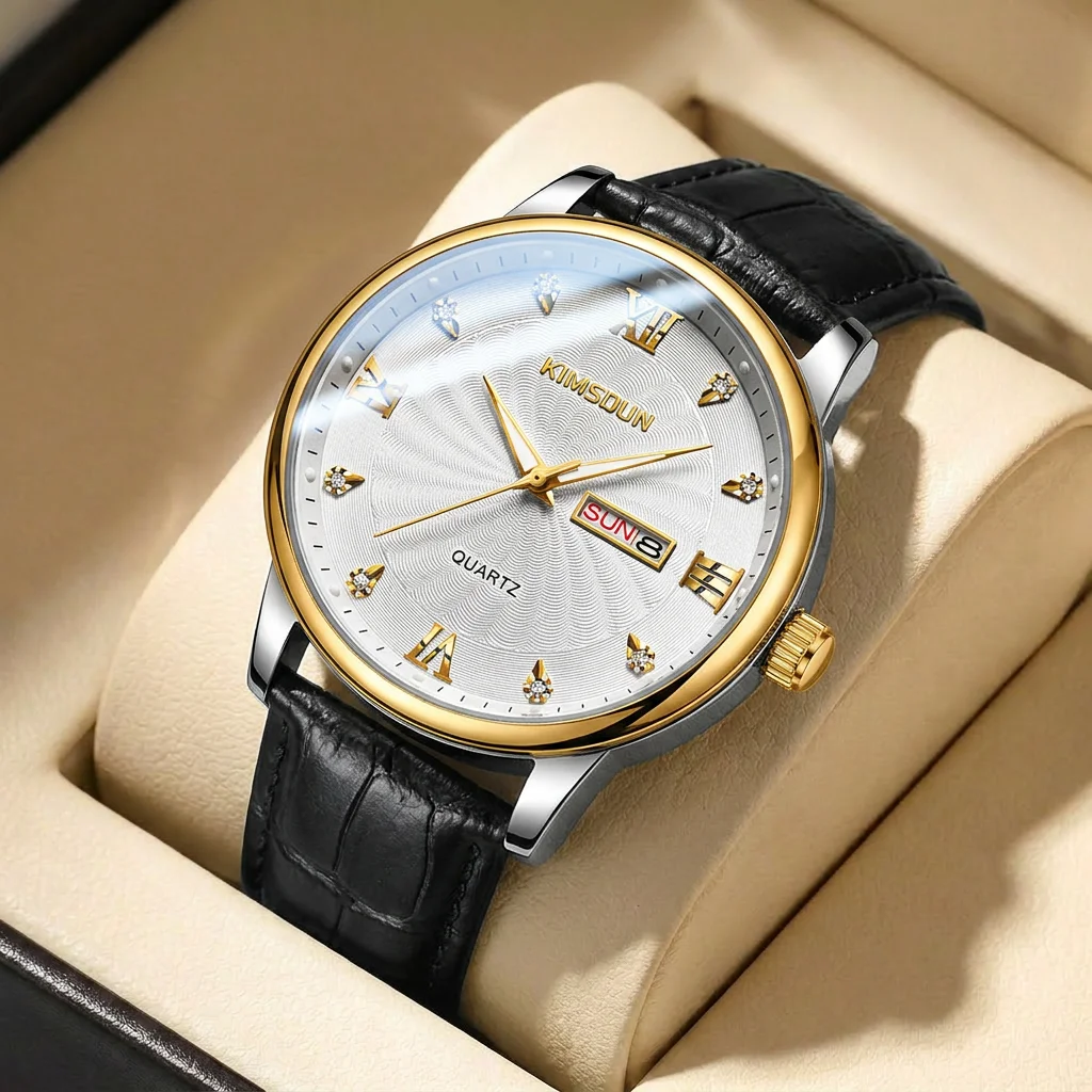 1pcs Men's gold dial leather strap vintage fashion classic fashion details Quartz Watch for business party holiday
1pcs Men's gold dial leather strap vintage fashion classic fashion details Quartz Watch for business party holiday