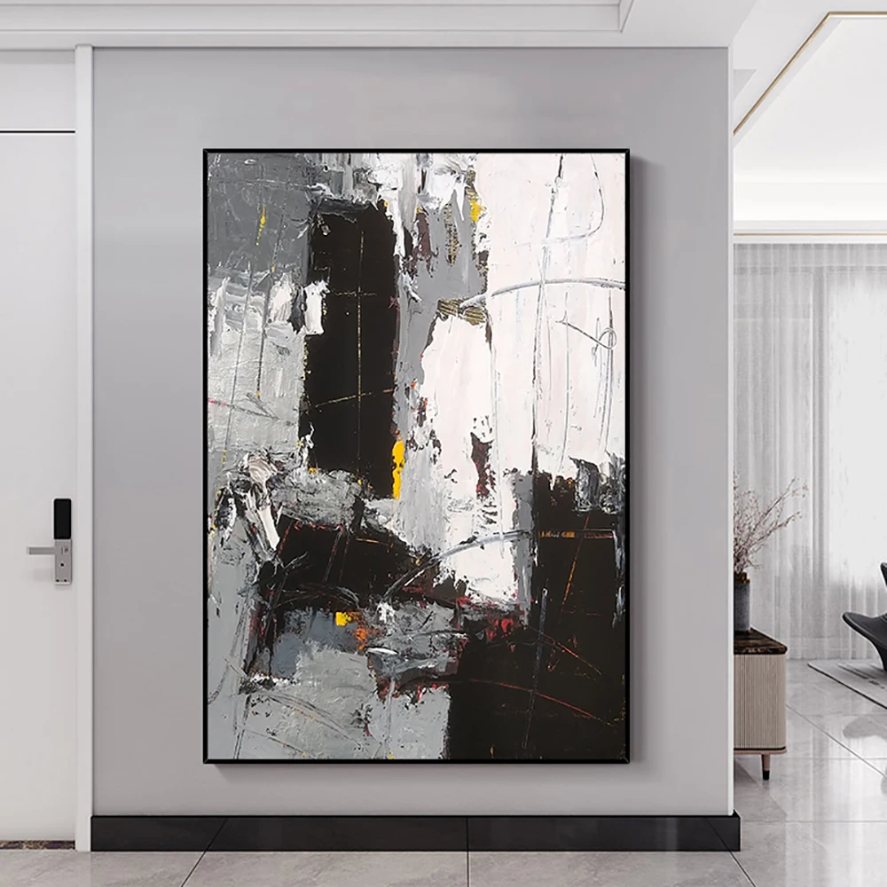 Large Size Hand Painted Thick Oil Painting On Canvas Modren Abstract Black And White Wall Art For Living Room Home Decor Picture
Large Size Hand Painted Thick Oil Painting On Canvas Modren Abstract Black And White Wall Art For Living Room Home Decor Picture