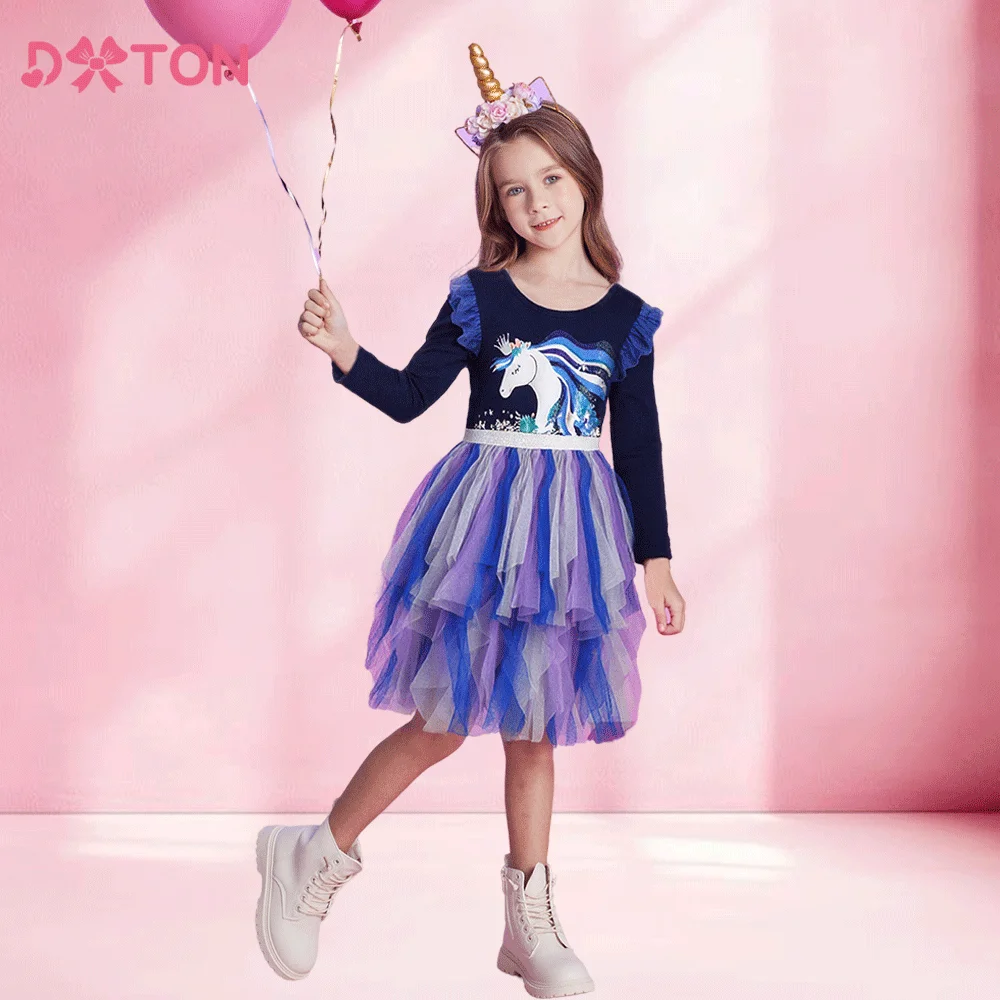 DXTON Kids Flare Sleeve Dress Children Autumn Vestidos Toddlers Unicorn Print Dresses Irregular Mesh Tulle Girls Party Clothing
DXTON Kids Flare Sleeve Dress Children Autumn Vestidos Toddlers Unicorn Print Dresses Irregular Mesh Tulle Girls Party Clothing