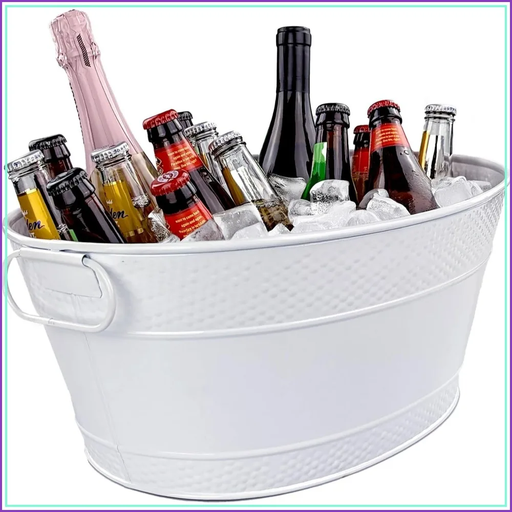 15-Quart White Drink Cooler, Leak & Rust Resistant Galvanized Tub, Large Ice Bucket with Handles, Easy Clean Glossy Finish
15-Quart White Drink Cooler, Leak & Rust Resistant Galvanized Tub, Large Ice Bucket with Handles, Easy Clean Glossy Finish