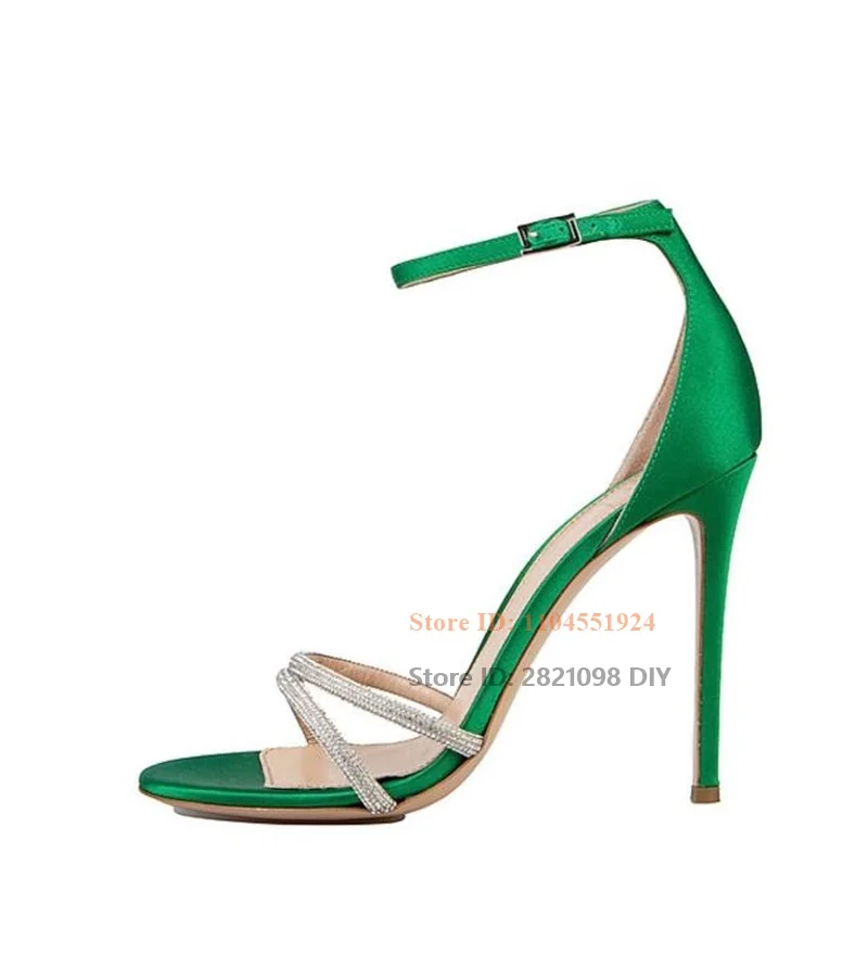 Fashion Green Satin Concise Crystal High Heel Sandals Stiletto Heels Slim Heel Rhinestone Women Dress Shoes
Fashion Green Satin Concise Crystal High Heel Sandals Stiletto Heels Slim Heel Rhinestone Women Dress Shoes