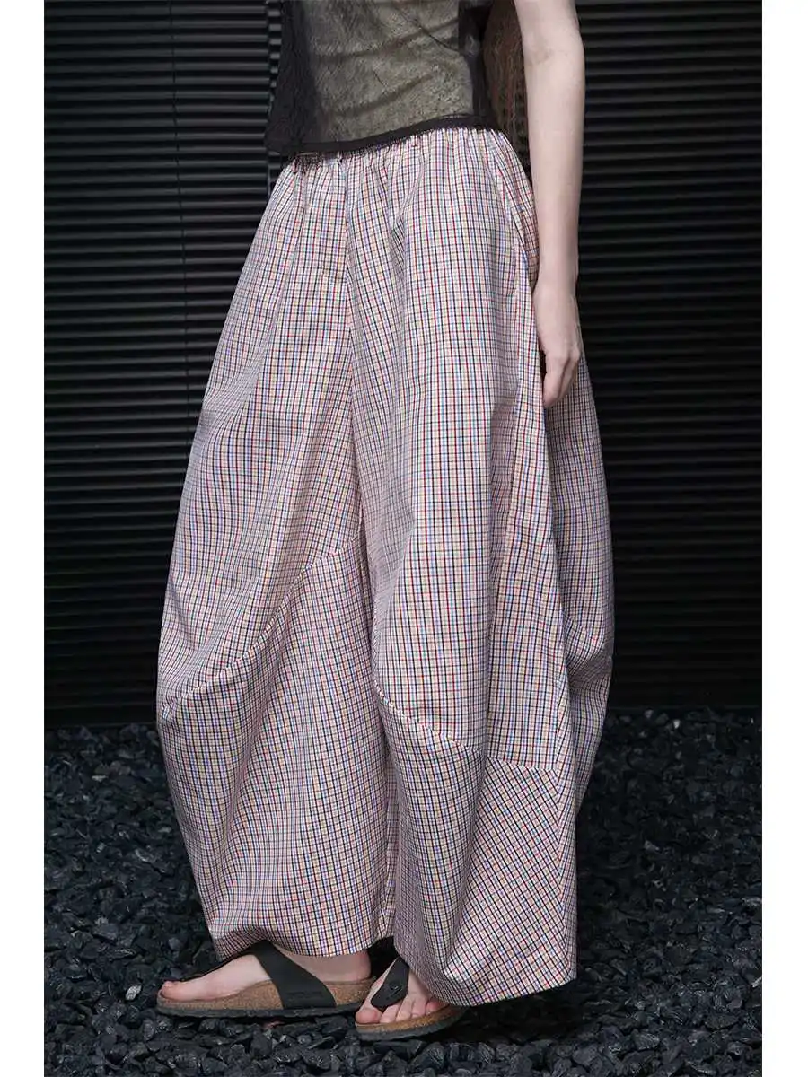 Pink Plaid Cotton Loose Wide-Leg Pants Casual Pants for Women 2025 Summer New Lazy Style
Pink Plaid Cotton Loose Wide-Leg Pants Casual Pants for Women 2025 Summer New Lazy Style