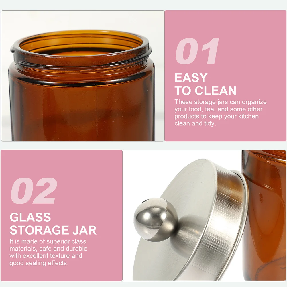 2Pcs Brown Glass Jar Sealed Glass Canister for Food Storage Tea Coffee Grains Leak Proof Design Multi-Purpose Desktop Decoration
2Pcs Brown Glass Jar Sealed Glass Canister for Food Storage Tea Coffee Grains Leak Proof Design Multi-Purpose Desktop Decoration