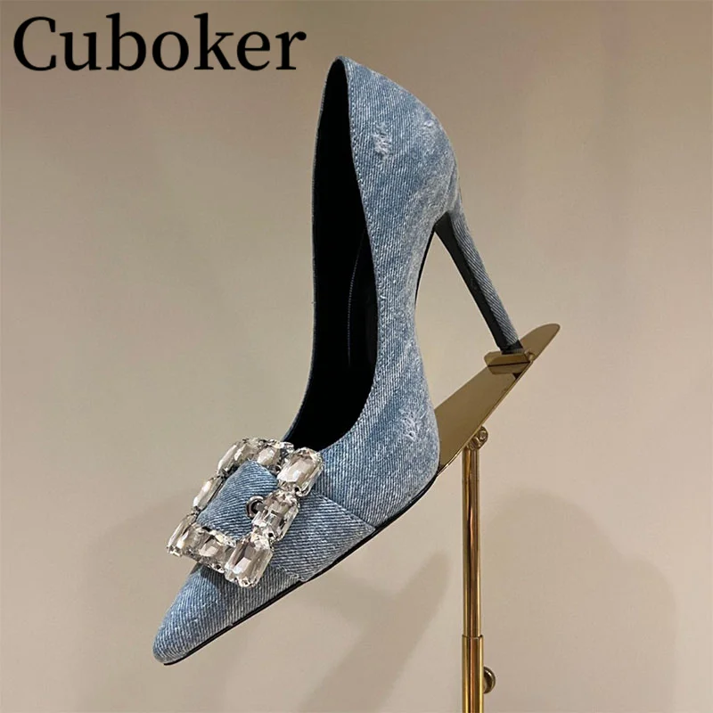 2023 Runway Sexy Women High Heels Square Crystal Denim Blue Cover Heels Pointed Toe Pumps Lady Slingback Brand Party Women Shoes
2023 Runway Sexy Women High Heels Square Crystal Denim Blue Cover Heels Pointed Toe Pumps Lady Slingback Brand Party Women Shoes