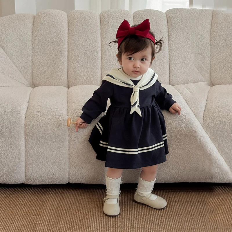 2025 Fall Nautical Baby Dress with Cat Embroidery Sailor Collar Infant Girl Outfit Sweet Preppy Kids Dress 0-5Y Baby Clothing
2025 Fall Nautical Baby Dress with Cat Embroidery Sailor Collar Infant Girl Outfit Sweet Preppy Kids Dress 0-5Y Baby Clothing