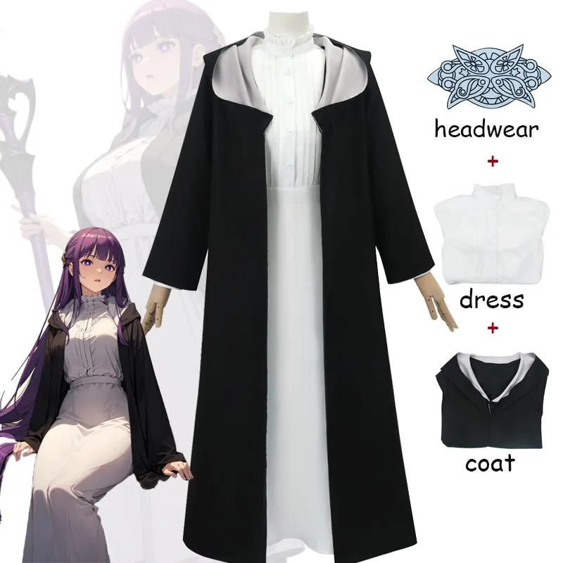 Fern Cosplay Costume Frieren at the Funeral Cloak Coat Long White Dress Headwear Halloween Carnival Party Role Play Suits Women
Fern Cosplay Costume Frieren at the Funeral Cloak Coat Long White Dress Headwear Halloween Carnival Party Role Play Suits Women