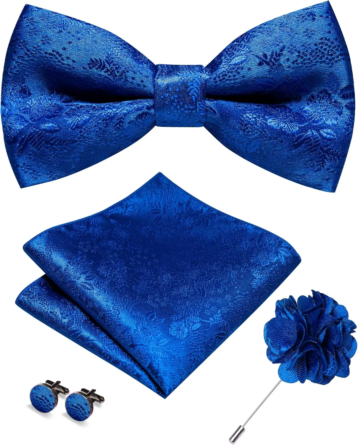 Floral Pre-tied Bow Tie Set with Pocket Square Cufflinks Lapel Pin 4PCS
Floral Pre-tied Bow Tie Set with Pocket Square Cufflinks Lapel Pin 4PCS