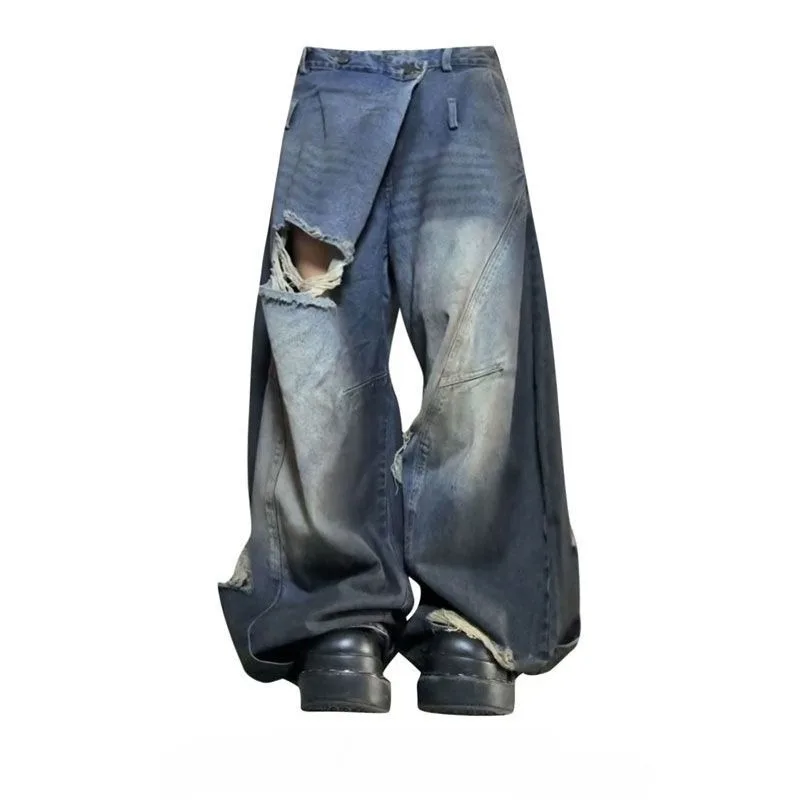 American Street Washed Retro Heavy Industry Ripped Jeans for Women Loose and Hanging Wide Leg Pants Female Clothing
American Street Washed Retro Heavy Industry Ripped Jeans for Women Loose and Hanging Wide Leg Pants Female Clothing