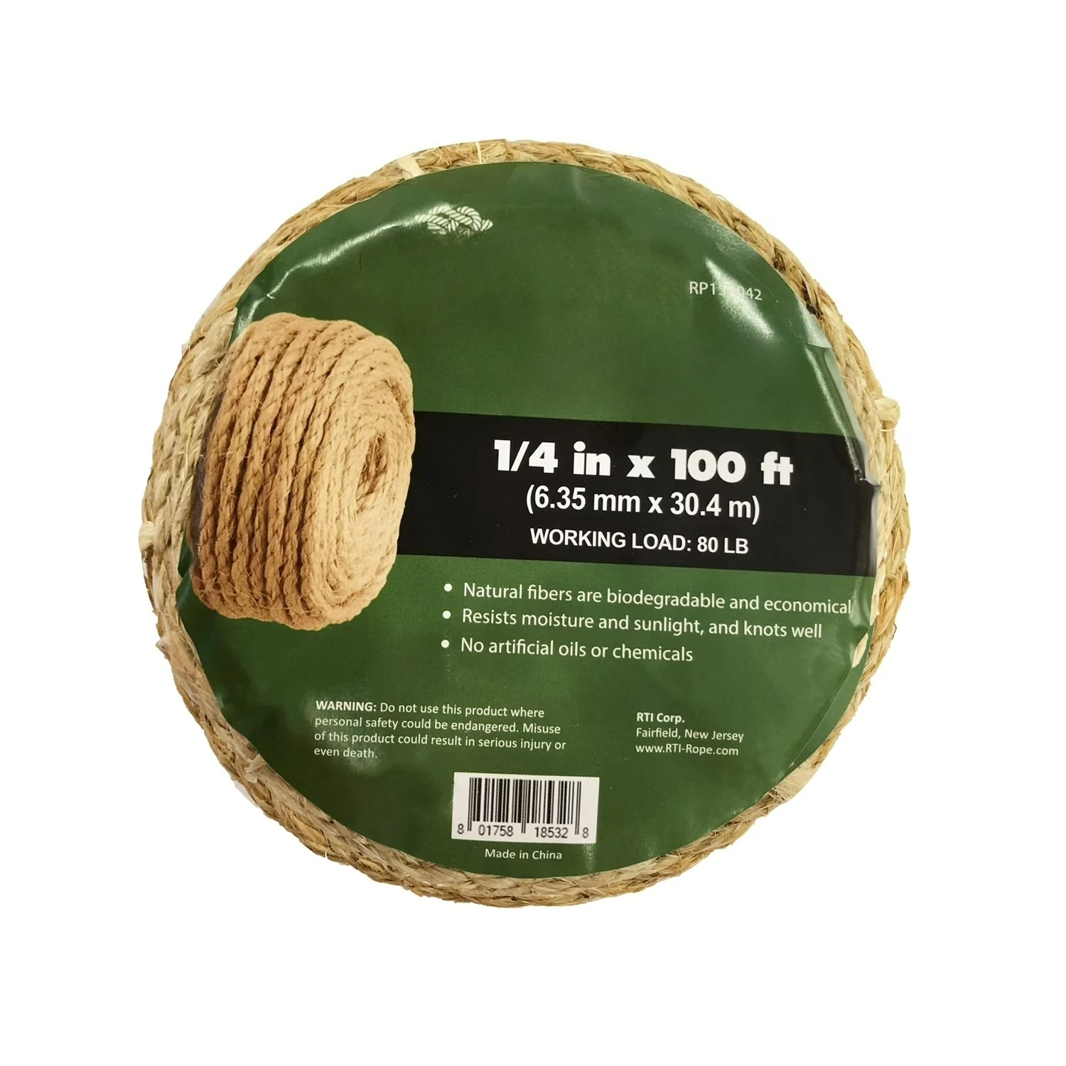 Rope, 1/4" x 100' Secures packages for moving and shipping
Rope, 1/4" x 100' Secures packages for moving and shipping