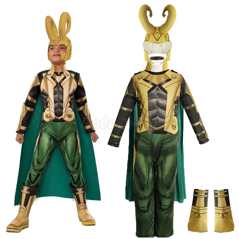 4pcs Kids Boys Loki Cosplay Costume Superhero Halloween Children's Birthday Party Stage Show Jumpsuit + Cloak + Headgear Outfits
4pcs Kids Boys Loki Cosplay Costume Superhero Halloween Children's Birthday Party Stage Show Jumpsuit + Cloak + Headgear Outfits