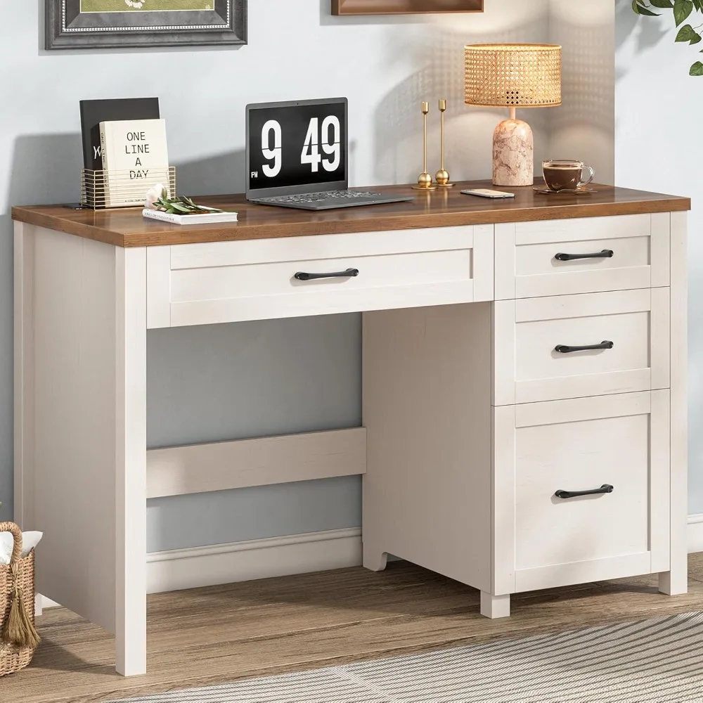 Farmhouse 47" Executive Desk with 4 Drawers, Computer Desk with File Drawer and Charging Station, Workstation
Farmhouse 47" Executive Desk with 4 Drawers, Computer Desk with File Drawer and Charging Station, Workstation