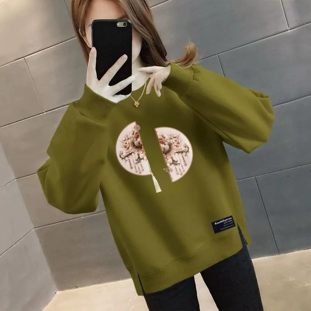 Spring Autumn New plus Size Fleece Long Sleeve Casual Loose Hoodie High End Slimming Korean Style Women's Top
Spring Autumn New plus Size Fleece Long Sleeve Casual Loose Hoodie High End Slimming Korean Style Women's Top
