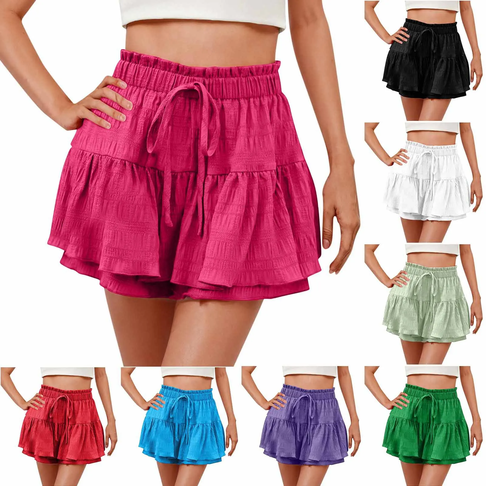 Fashionable Summer Women's Pure Color Drawstring Skort Shorts Elastic Waist Straight Leg Sports Utility Pants
Fashionable Summer Women's Pure Color Drawstring Skort Shorts Elastic Waist Straight Leg Sports Utility Pants