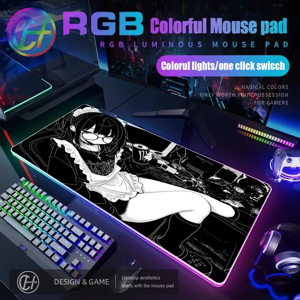 RGB Black White Anime Girl Mouse Pad Gaming Non-Slip Mousepad Keyboard Pad Laptop Computer DeskMat Lock Edge Y2K Mouse Carpet
RGB Black White Anime Girl Mouse Pad Gaming Non-Slip Mousepad Keyboard Pad Laptop Computer DeskMat Lock Edge Y2K Mouse Carpet