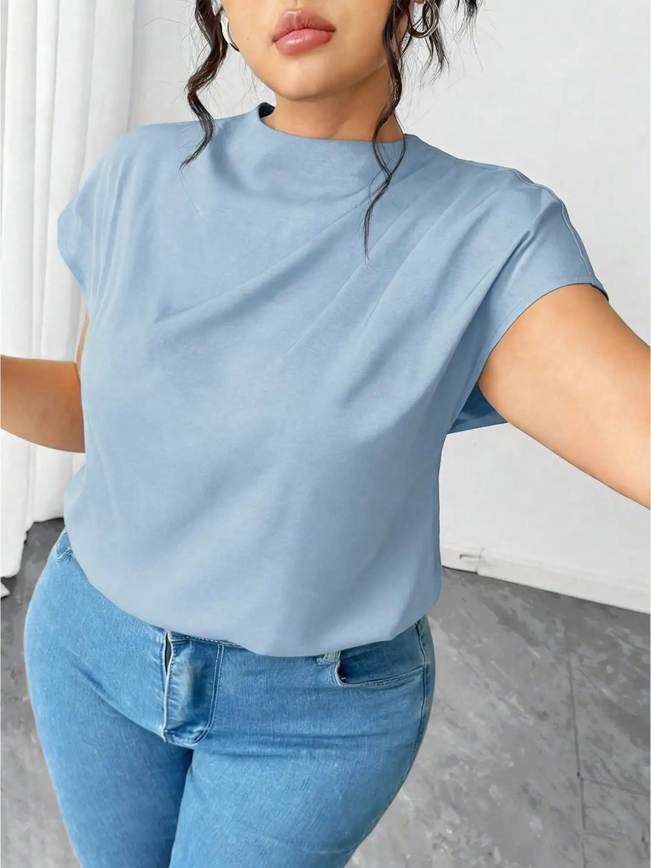 Plus Size Women Elegant Solid Color Short Sleeve Blouse Spring Summer
Plus Size Women Elegant Solid Color Short Sleeve Blouse Spring Summer