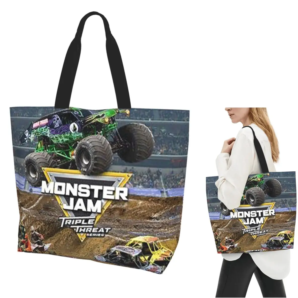 Classic Monster Jam Truck Pattern Shopping Tote Bag Canvas Large Capacity Shoulder Bags Shopper Grocery Handbag for Women 
Classic Monster Jam Truck Pattern Shopping Tote Bag Canvas Large Capacity Shoulder Bags Shopper Grocery Handbag for Women