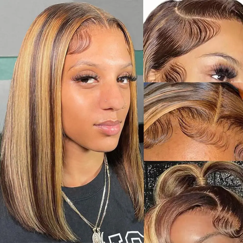 Ombre Highlight Bob Lace Front Wig Human Hair Pre Plucked 180 Density 13x4 Transparent Lace Front Wigs 180 Density Short Bob Wig
Ombre Highlight Bob Lace Front Wig Human Hair Pre Plucked 180 Density 13x4 Transparent Lace Front Wigs 180 Density Short Bob Wig