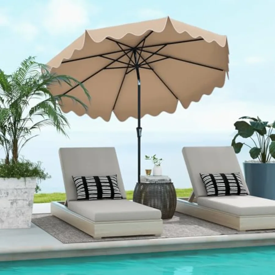 9Feet Patio Umbrella with Crank, 2-Tier Outdoor Umbrella with Push Button Tilt, Sun-Protective Canopy, 8 Ribs, Scalloped Patio
9Feet Patio Umbrella with Crank, 2-Tier Outdoor Umbrella with Push Button Tilt, Sun-Protective Canopy, 8 Ribs, Scalloped Patio