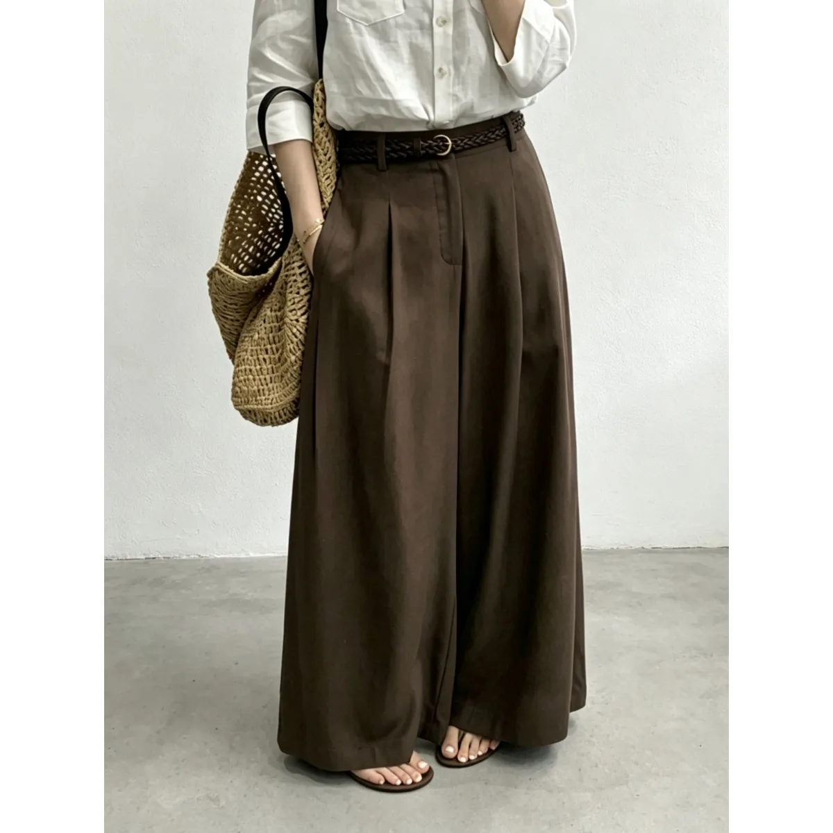 Fashionable High Waist Wide Leg Pants Korean Style Chic Summer New Arrival Casual Pants Belt Included Nine-Tenths Length
Fashionable High Waist Wide Leg Pants Korean Style Chic Summer New Arrival Casual Pants Belt Included Nine-Tenths Length