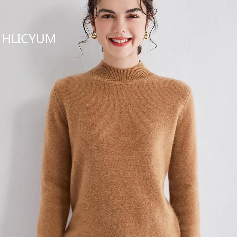Autumn/Winter Cashmere Sweater Women's Casual Solid Color Thick Knitted Loose Wool Tops Half High Collar Jumper Basic Set Blouse
Autumn/Winter Cashmere Sweater Women's Casual Solid Color Thick Knitted Loose Wool Tops Half High Collar Jumper Basic Set Blouse