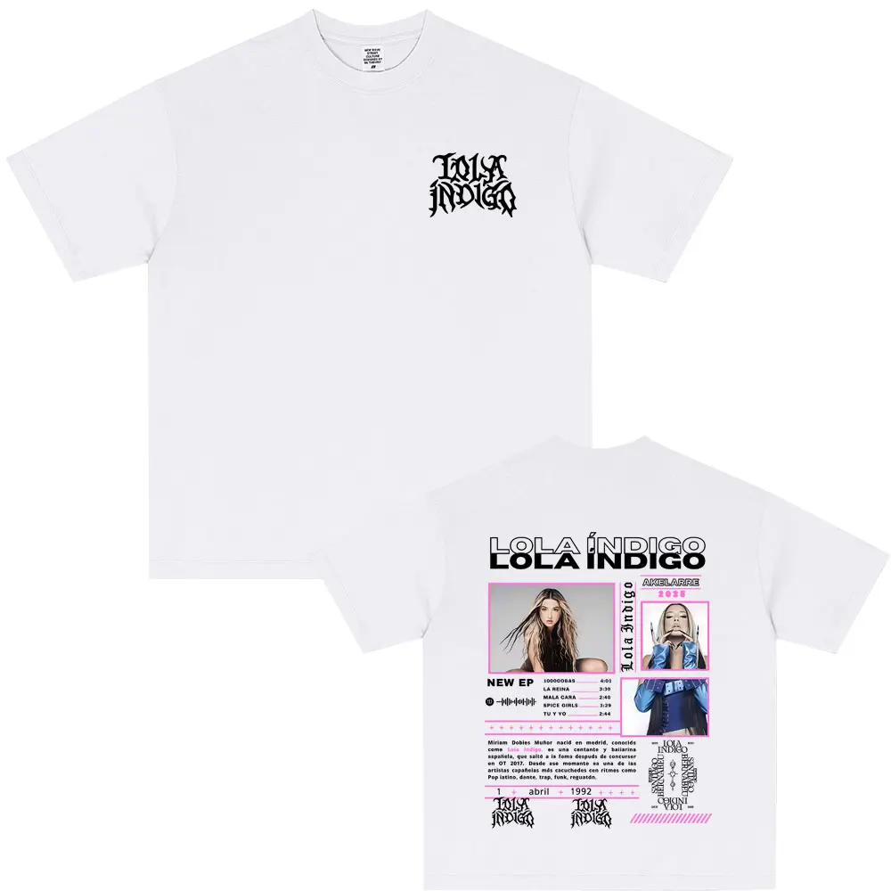 Singer Lola Indigo 2025 Tour Tshirt Male Vintage Oversized T-shirt Man's Hip Hop Fashion Pop Music T Shirts Unisex Cotton Tees
Singer Lola Indigo 2025 Tour Tshirt Male Vintage Oversized T-shirt Man's Hip Hop Fashion Pop Music T Shirts Unisex Cotton Tees