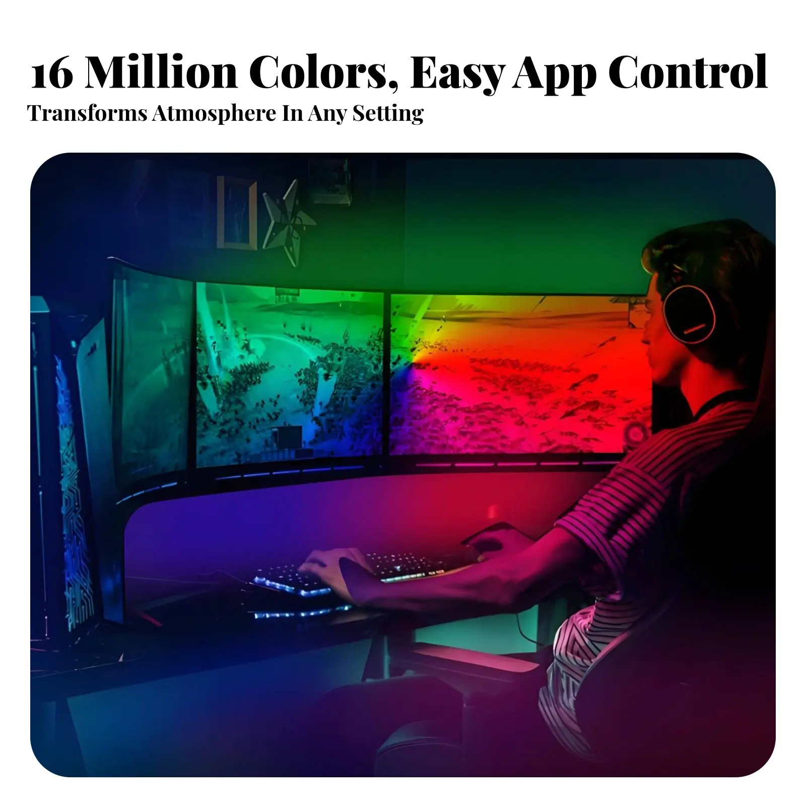 RGB Light Ribbon Strip Light Music Sync RGB Light Strip TV Light Ribbon Backlight Wireless Controller Control Universal TV
RGB Light Ribbon Strip Light Music Sync RGB Light Strip TV Light Ribbon Backlight Wireless Controller Control Universal TV