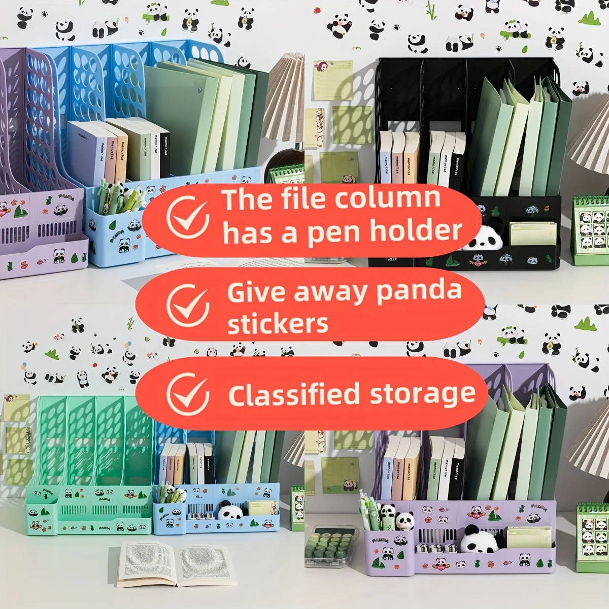 Multi-column File Organizer with Stickers, Large Capacity for Storing Documents, Contracts, and Test Papers,Desktop Storage Rack