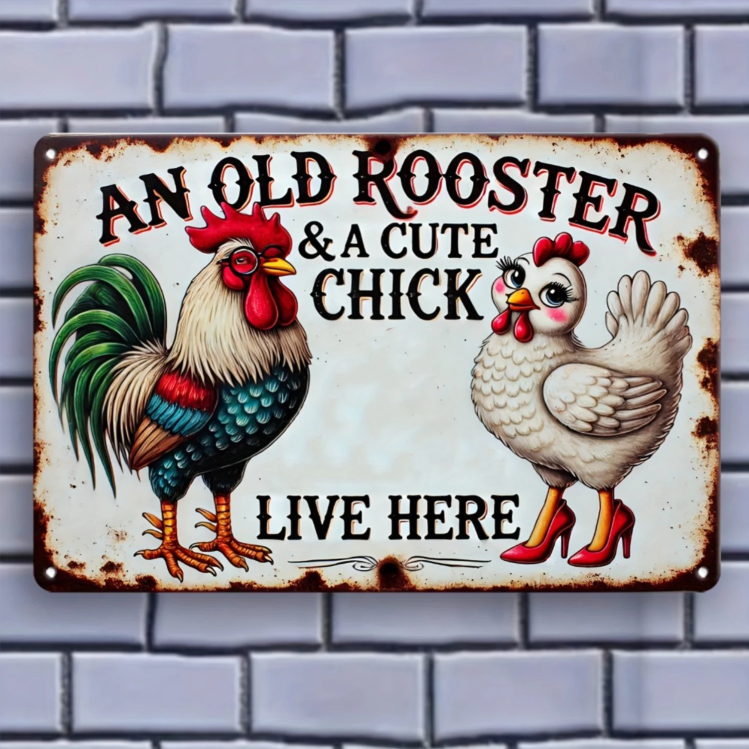 Charming Vintage "Old Rooster & Cute Chick" Iron Sign - Perfect For Home, Cafe, Or Garden Decor | Pre-Drilled, Easy Hang | Humorous English Quote | Ideal Gift | 8x12 Inches, Home Front Door Decor
Charming Vintage "Old Rooster & Cute Chick" Iron Sign - Perfect For Home, Cafe, Or Garden Decor | Pre-Drilled, Easy Hang | Humorous English Quote | Ideal Gift | 8x12 Inches, Home Front Door Decor
