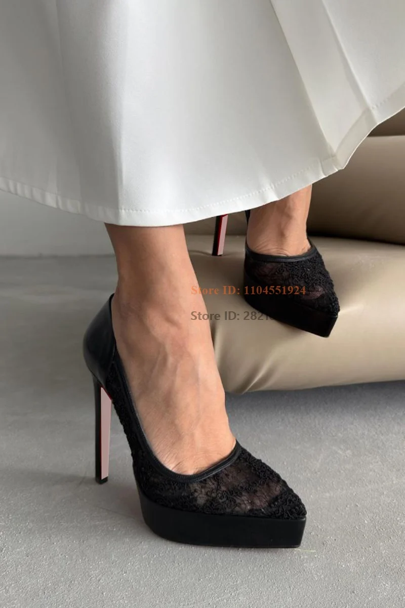 Black Lace with Crystal Pointed Toe Slip On platform Pumps High Heel Ladies Stiletto Heels Women Party Dress Shoes
Black Lace with Crystal Pointed Toe Slip On platform Pumps High Heel Ladies Stiletto Heels Women Party Dress Shoes
