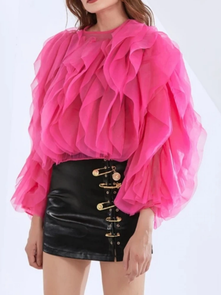 Vintage Ruffle Shirt For Women O Neck Lantern Sleeve Long Sleeve Solid Elegant Blouse Female Fashion New Style Top For Women
Vintage Ruffle Shirt For Women O Neck Lantern Sleeve Long Sleeve Solid Elegant Blouse Female Fashion New Style Top For Women